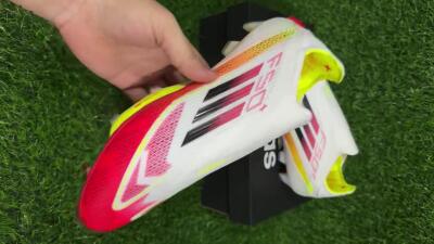 Adidas F50+ Elite Lightstrike Pro Laceless FG Low-Tops Football Boots - White/Red/Yellow