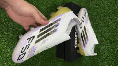 Adidas F50 Elite Laceless FG Low-Tops Football Boots - White/Purple/Black/Gold