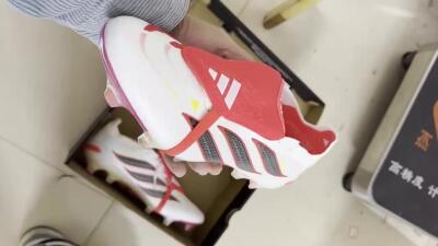 Adidas Predator 26 Elite Fold-Over Tongue FG Low-Tops Football Boots - White/Electric Red/Steel Gray