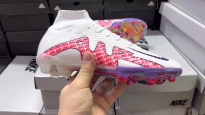 Nike Air Zoom Mercurial Superfly 9 Elite FG High-Tops Football Boots - White/Red