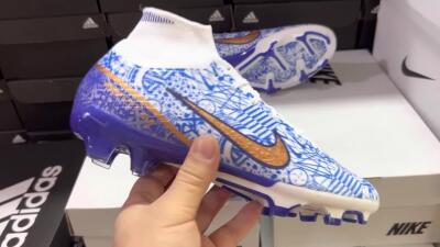 Nike Air Zoom Mercurial Superfly 9 Elite FG High-Tops Football Boots - White/Blue/Red