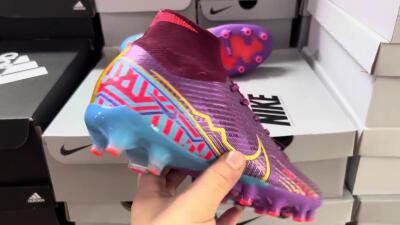 Nike Air Zoom Mercurial Superfly 9 Elite AG High-Tops Football Boots - Red/Gold/Blue