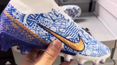 Nike Air Zoom Mercurial Superfly 9 Elite AG High-Tops Football Boots - Blue/White