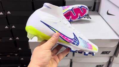Nike Air Zoom Mercurial Superfly 9 Elite FG High-Tops Football Boots - White/Pink/Blue