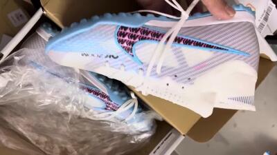 Nike Air Zoom Mercurial Superfly 9 Elite TF High-Tops Football Shoes - White/Blue/Pink