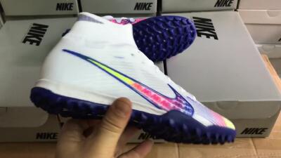 Nike Air Zoom Mercurial Superfly 9 Elite TF High-Tops Football Shoes - White/Blue/Pink