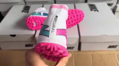 Nike Mercurial Superfly 9 Elite TF High-Tops Football Shoes - White/Pink