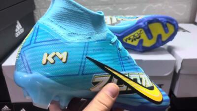 Kylian Mbappe x Nike Air Zoom Mercurial Superfly 9 Elite FG High-Tops Football Boots - Blue/Yellow/Black