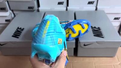 Kylian Mbappe x Nike Air Zoom Mercurial Vapor 15 Elite FG Low-Tops Football Boots - Blue/Yellow/Black