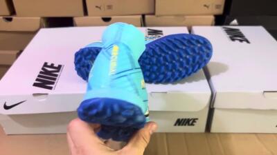 Kylian Mbappe x Nike Air Zoom Mercurial Superfly 9 Elite TF High-Tops Football Shoes - Blue/Yellow/Black