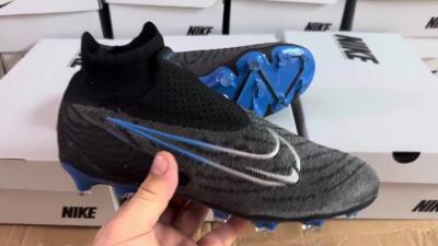 Nike Phantom GX Elite DF Link FG High-Tops Football Boots - Grey/Black/Blue
