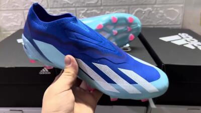 Adidas X Crazyfast.1 Laceless FG Low-Tops Football Boots - Blue/White/Jade
