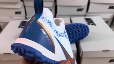 Nike Air Zoom Mercurial Vapor 15 Pro TF Low-Tops Football Shoes - White/Blue/Gold