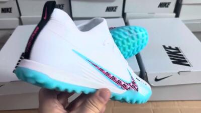 Nike Air Zoom Mercurial Vapor 15 Pro TF Low-Tops Football Shoes - White/Blue/Pink