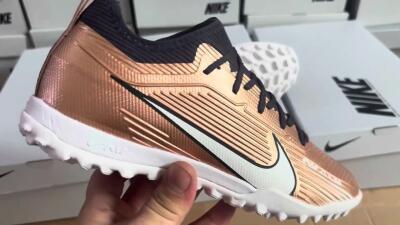 Nike Air Zoom Mercurial Vapor 15 Pro TF Low-Tops Football Shoes - Rose Gold/Black/White