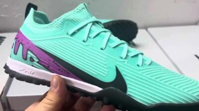 Nike Air Zoom Mercurial Vapor 15 Pro TF Low-Tops Football Shoes - Jade/Black/Purple