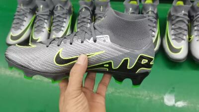 Nike Air Zoom Mercurial Superfly 9 Elite FG High-Tops Football Boots - Silver/Grey/Green