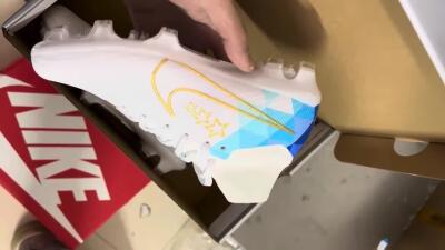 Nike Air Zoom Mercurial Superfly 9 Elite FG High-Tops Football Boots - White/Blue/Gold