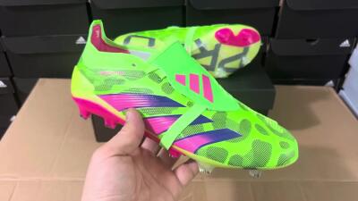 Adidas Predator Elite Foldover Tongue FG Low-Tops Football Boots - Green/Pink/Purple/Yellow