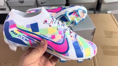 Nike Air Zoom Mercurial Vapor 15 Elite FG Low-Tops Football Boots - White/Rainbow