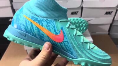 Nike Phantom Luna Elite TF High-Tops Football Shoes - Jade/Orange/Yellow