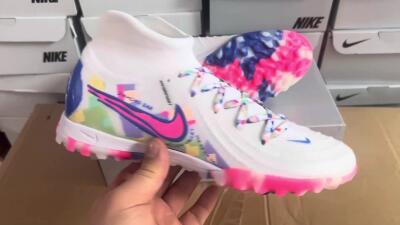 Nike Phantom Luna 2 Elite TF High-Tops Football Shoes - White/Pink/Blue