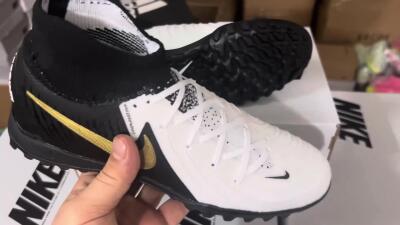 Nike Phantom Luna 2 Elite TF High-Tops Football Shoes - White/Black/Gold