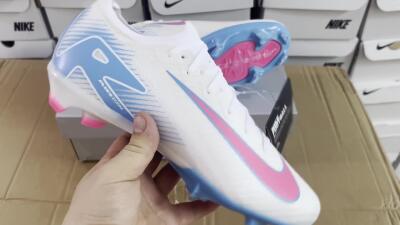 Nike Air Zoom Mercurial Vapor 16 Elite FG Low-Tops Football Boots - White/Pink/Blue
