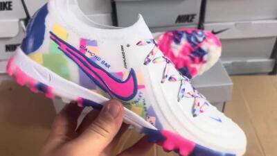 Nike Phantom GX 2 Elite TF Low-Tops Football Shoes - White/Blue/Pink/Yellow